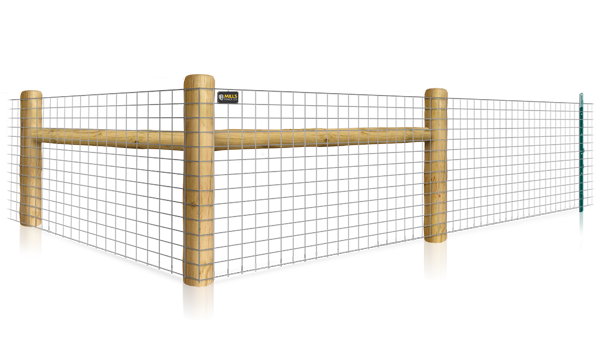 Wire Mesh T-post fence with H-brace for farms in the Cincinnati Tri-State area.