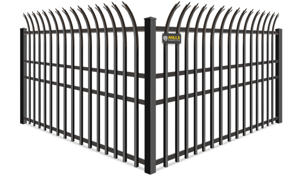 Curved Trident wrought iron fence company in the Cincinnati Tri-State area